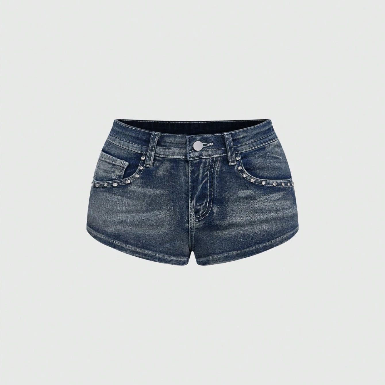 Street Fashion Jeans - Yazlık Rhinestone İşlemeli Kot Şort Amerikan