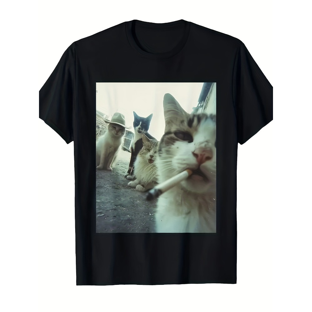 Street Fashion Logo - Sigara İçen Kedi Tişörtü Komik Sigara