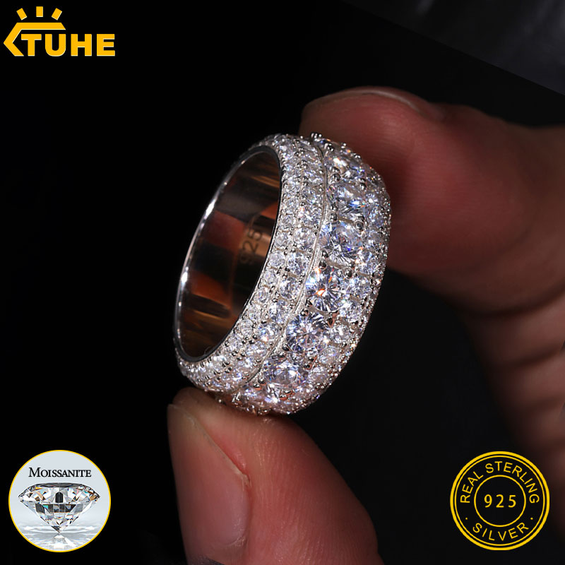 Street Fashion Rings - TUHE Unisex Buzlu Mozanit Erkek Yüzükleri
