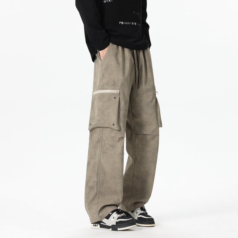 Cargo Pant Wide - Erkek Elastik Yüksek Bel Cepli Şık