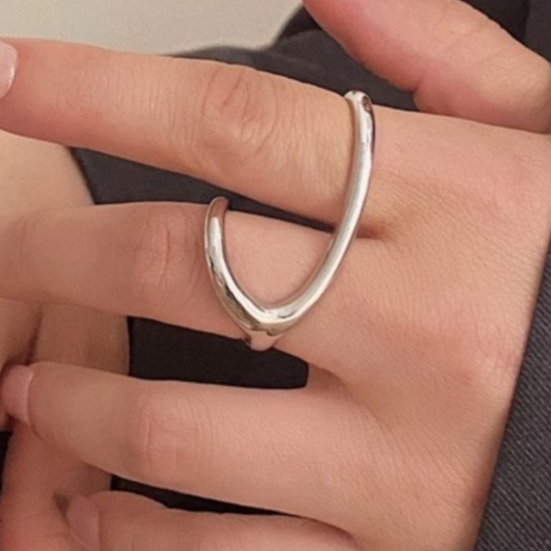 Street Fashion Rings - PANJBJ 925 ayar gümüş çizgi geçiş