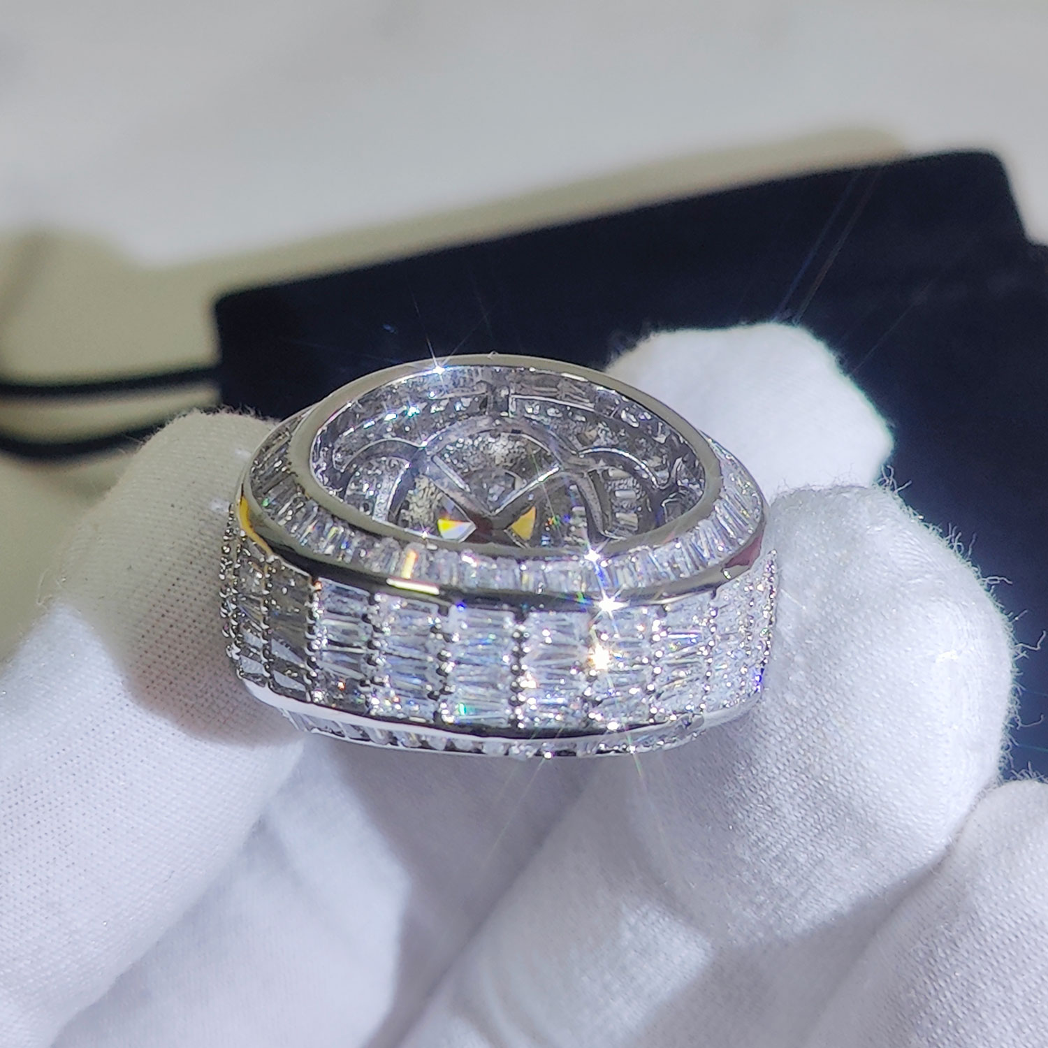 Street Fashion Rings - Gümüş/18k altın kaplama küme Hip Hop