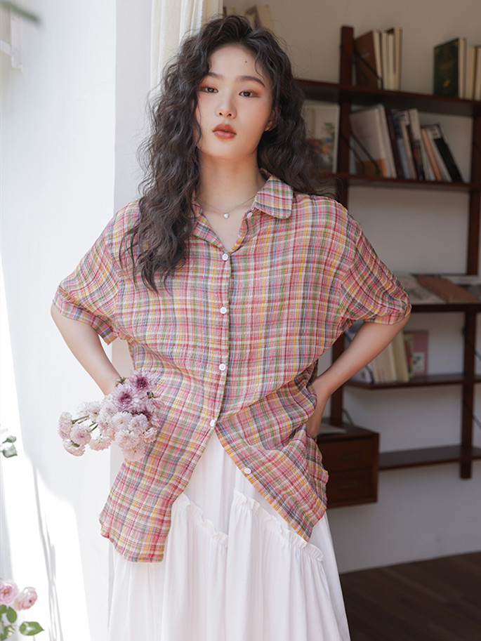 Street Fashion Vintage - Yaz Yeni Kadın Turn-down Yaka Pamuk