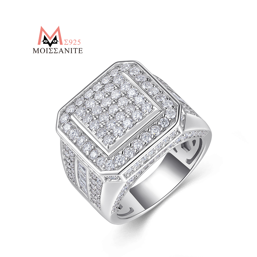 Street Fashion Rings - JIUZUAN Tam Mozanit Yüzük Kare 925