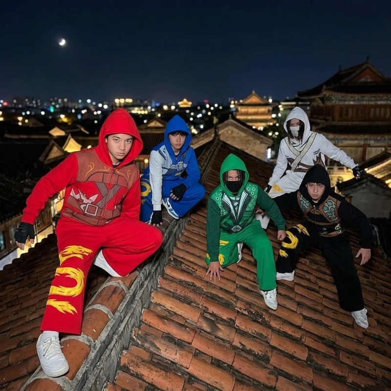 Street Fashion Art - Ninja Savaşçı Zırhı Kapüşonlu Üst Seti