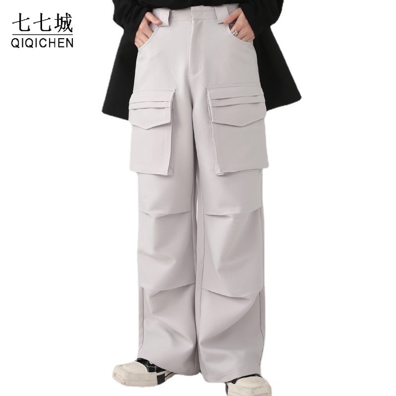 Cargo Pant Wide - Vintage Kargo Pantolon Erkekler Düz Renk