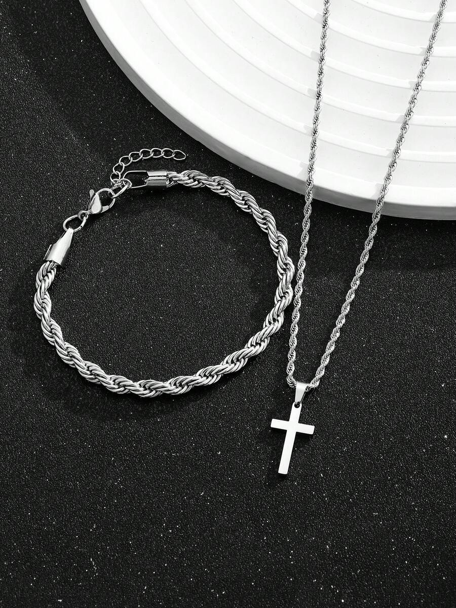 1 Set Paslanmaz Çelik Haç Koly - Street Fashion Necklace incelemesi ve fiyatı