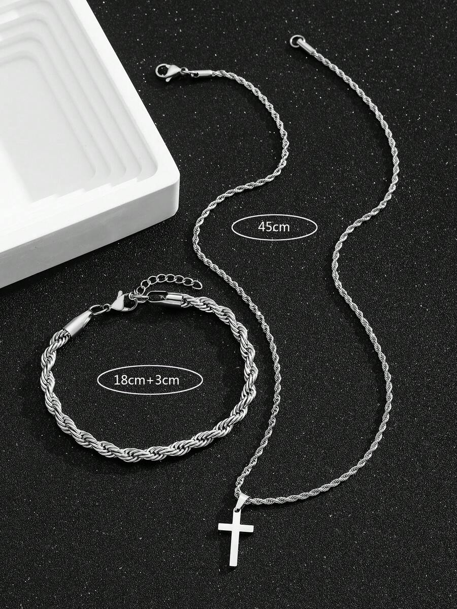1 Set Paslanmaz Çelik Haç Koly - Street Fashion Necklace incelemesi ve fiyatı
