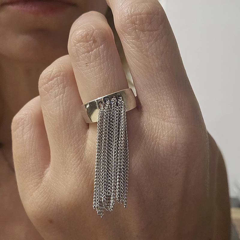 Punk geometrik gümüş renk zinc - Street Fashion Rings incelemesi ve fiyatı