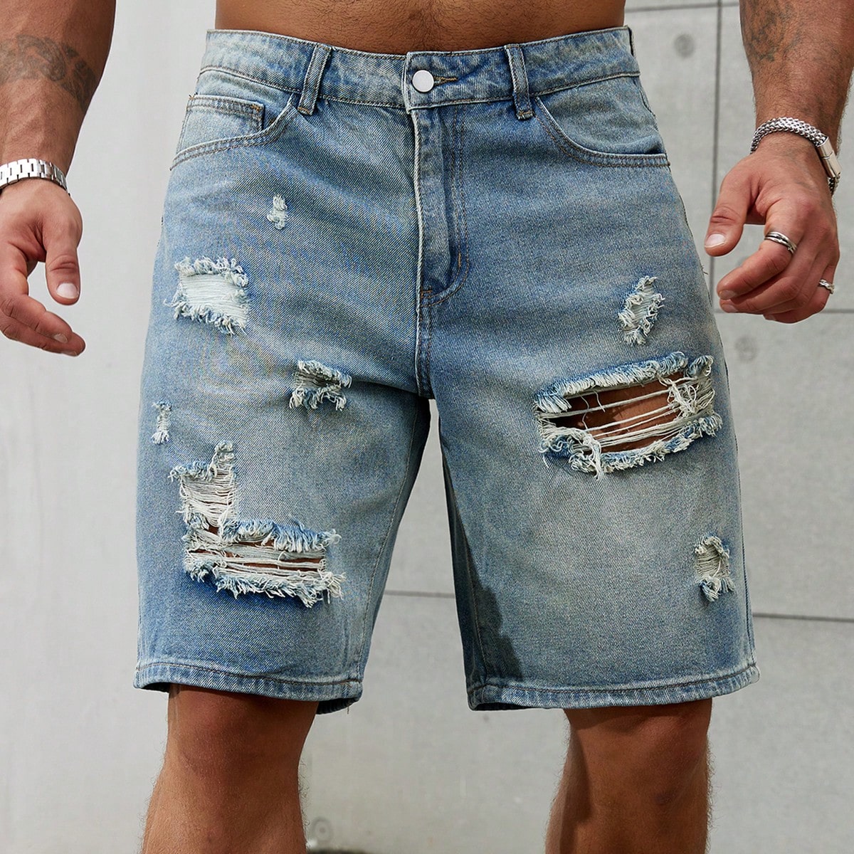 Yeni moda Mens yırtık kısa kot - Street Fashion Jeans incelemesi ve fiyatı