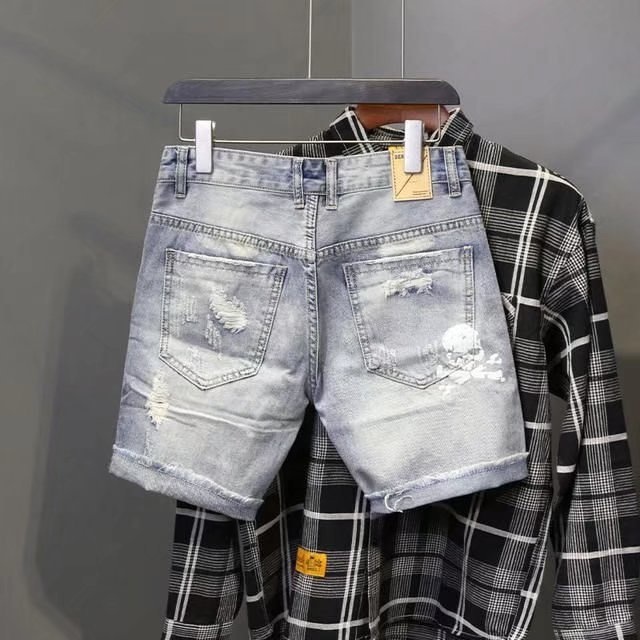 Yaz erkek yıpranmış boncuk del - Street Fashion Jeans incelemesi ve fiyatı
