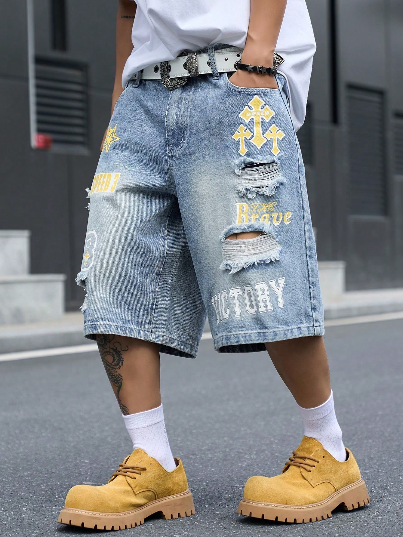 Erkek Bol Kesim Denim Bermuda  - Street Fashion Jeans incelemesi ve fiyatı